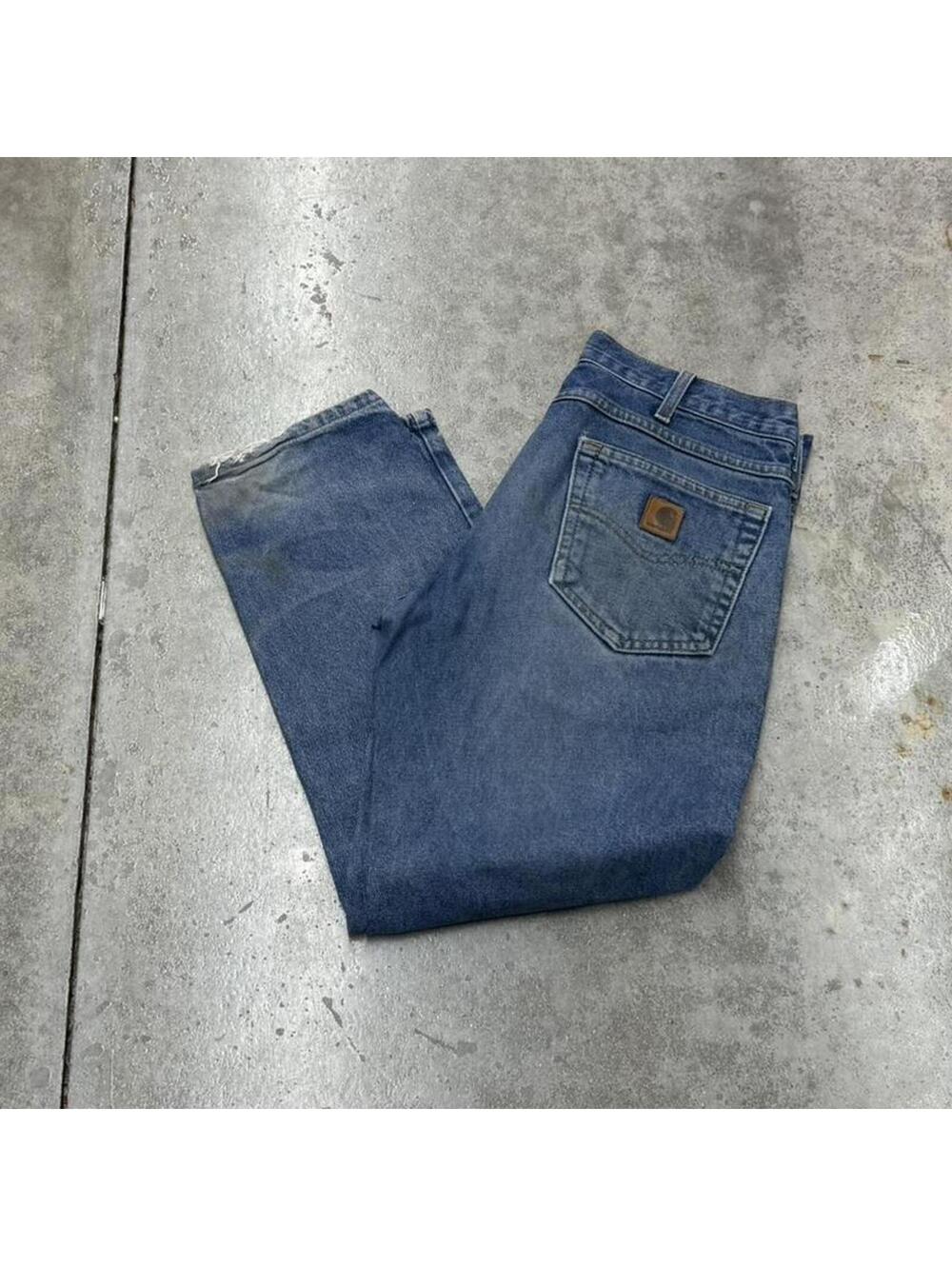 vintage carhartt faded blue relaxed baggy fit jeans size 32 x 28